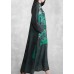 Modern Stand Collar Spring Tunics Sewing Green Print A Line Dress