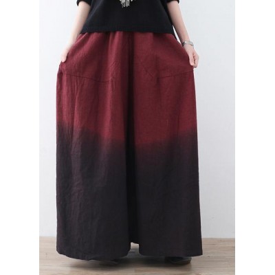 Autumn and winter new drawstring pleated thick wine red pants