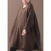 Cozy khaki box top Loose fitting Batwing Sleeve sweaters hem Hole