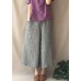 French Summer Women Pants Vintage Gray Striped Fabrics Pockets Pant