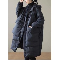 Black warm Duck Down Winter Coats Zip Up Winter