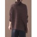 Comfy chocolate clothes high neck thick Loose fitting knitted blouse