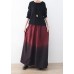 winter red new literary retro drawstring  loose wide leg skirt pants